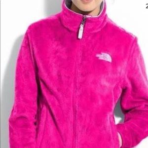 Pink fuzzy women’s The North Face sweater